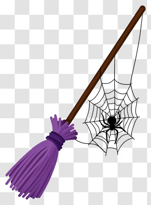 Halloween Broom - Broom With Spider Web Transparent PNG