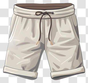 Cartoon Shorts - Beige Casual Drawstring Shorts Transparent PNG