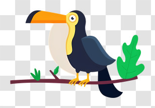 Bird Parrot - Black And Yellow Toucan On A Branch Transparent PNG
