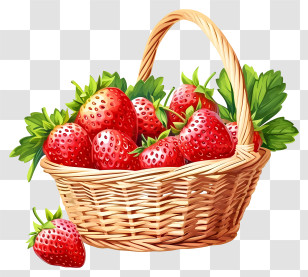 Strawberry Basket Icon - Basket Of Fresh Strawberries Transparent PNG