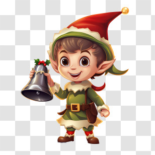 Christmas Elf - Christmas Elf Holding A Bell Illustration Transparent PNG
