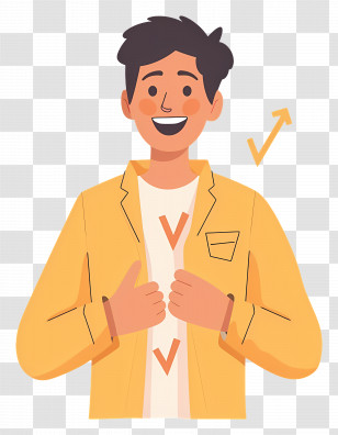 Office Worker - Happy Man In Yellow Jacket Transparent PNG