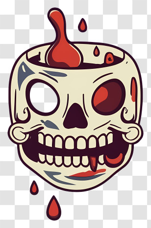 Cartoon - Creepy Skull Cartoon With Blood Transparent PNG
