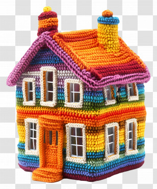 Knitted Building - Colorful Knitted House Transparent PNG
