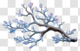 Crystal Covered Tree Branch - Fantasy Crystal Branch Transparent PNG