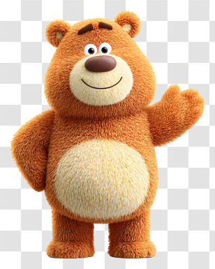 Bear Mascot - Brown Cartoon Bear Waving Transparent PNG
