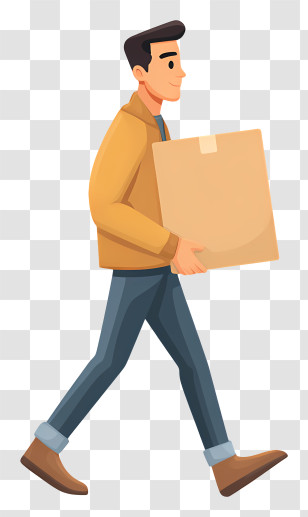 Man Carrying Cardboard Box - Man Carrying A Box Transparent PNG