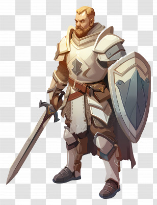Paladin - Knight In Heavy Armor With Shield And Sword Transparent PNG