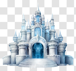Ice Palace - Fantasy Ice Castle In Snow Theme Transparent PNG