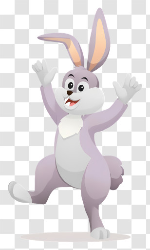 Cartoon Bunny - Smiling Cartoon Rabbit With Big Ears Transparent PNG