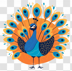 Cartoon Peacock - Bright And Colorful Peacock Illustration Transparent PNG