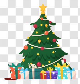 Christmas Tree - Christmas Tree With Presents And Ornaments Transparent PNG