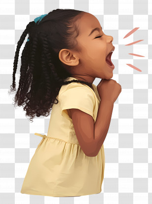 Shouting Girl - Young Girl Shouting In A Yellow Dress Transparent PNG