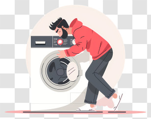 Man Doing Laundry - Man Doing Laundry With Washing Machine Transparent PNG