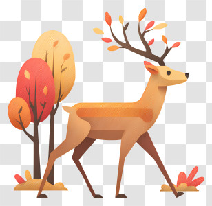 Walking Deer - Autumn Deer In Forest Transparent PNG