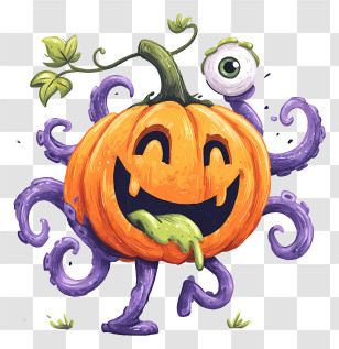 Octopus Pumpkin Walking - Goofy Pumpkin Octopus Transparent PNG