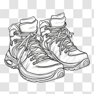 Sketch Sneakers - Black And White Hiking Boots Illustration Transparent PNG