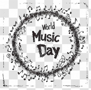 World Music Day - World Music Day Grunge-Style Illustration With Musical Notes Transparent PNG
