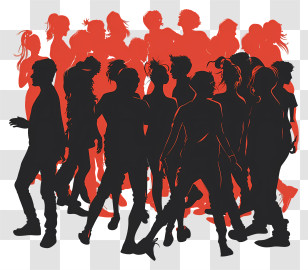 Crowd Party Silhouette - Crowd Of Silhouettes Transparent PNG