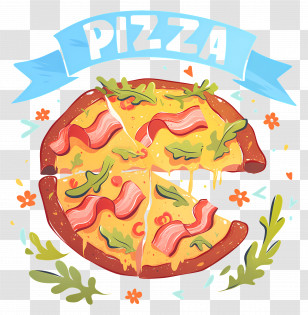 Cheese Pizza - Colorful Pizza With Toppings Transparent PNG