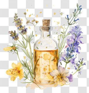 Essential Oil - Essential Oil Bottle With Flowers Transparent PNG
