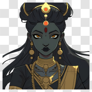 Hindu Goddess - Dark-skinned Woman With Traditional Jewelry Transparent PNG