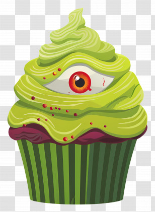 Halloween Cupcake - Creepy Cupcake With Monster Eye For Halloween Transparent PNG