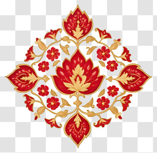 Indian Ornament - Red And Gold Floral Pattern Design Transparent PNG