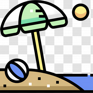 Beach Umbrella - Summer Beach Scene Transparent PNG