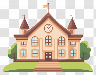 Animated School - School Building Illustration Transparent PNG