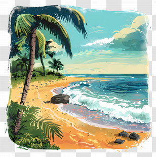 Tranquil Beach - Tropical Beach And Ocean Scenery Transparent PNG