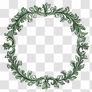 Green Circle Frame - Decorative Circular Leafy Frame Transparent PNG