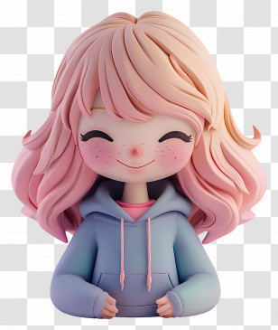 Taylor Swift - Smiling Girl With Pink Hair And Hoodie Transparent PNG