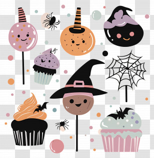 Halloween Candy - Halloween Sweet Treats With Spooky Cupcake Designs Transparent PNG
