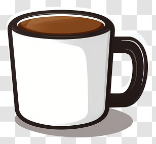 Cartoon Image - Simplistic White Coffee Mug Transparent PNG