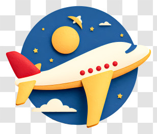 Airplane Glides Through Sky - Colorful Airplane In Starry Sky Transparent PNG