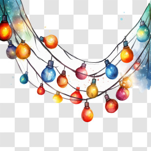 String Lights - Colorful String Lights In Watercolor Style Transparent PNG