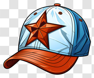 Hat - Blue And Orange Star Cap Illustration Transparent PNG