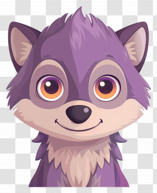 Wolf Head - Cute Purple Cartoon Wolf Illustration Transparent PNG