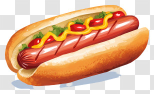 Hot Dog - Detailed Hot Dog With Garnishes And Condiments Transparent PNG