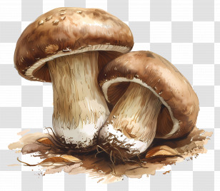 Shiitake Mushroom - Mushrooms Growing With Soil Art Transparent PNG