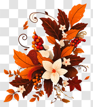 Autumn Flower Corner - Autumn Bouquet With Berries Transparent PNG