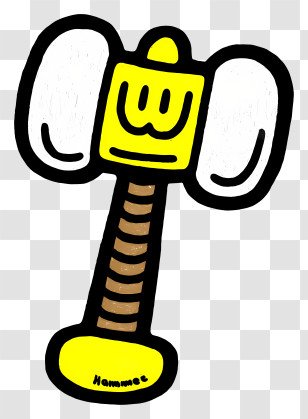 Simple Funny Icons - Big Cute Yellow Mallet Doodle Transparent PNG