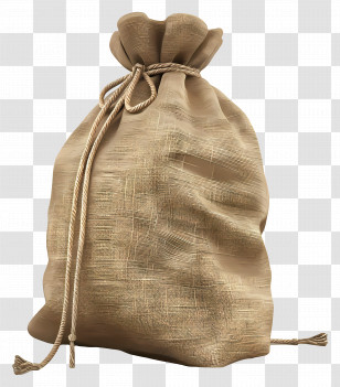 Burlap Sack - Brown Burlap Sack With Rope Tie Transparent PNG