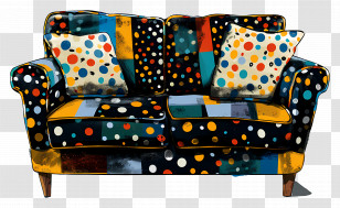 Colorful Sofa - Colorful Polka Dot Sofa Transparent PNG