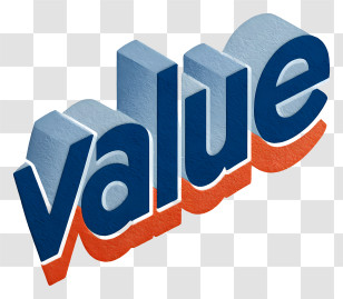 Value - 3D 'Value' Text Logo Transparent PNG