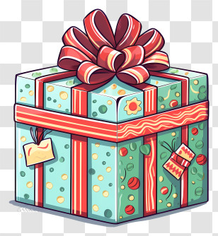 Green Gift Box - Beautifully Decorated Gift Box With Ribbon Transparent PNG