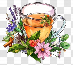 Herbal Tea With Flowers - Herbal Tea With Beautiful Flowers Transparent PNG