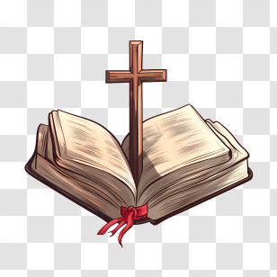 Bible With Cross - Open Book With Cross Transparent PNG