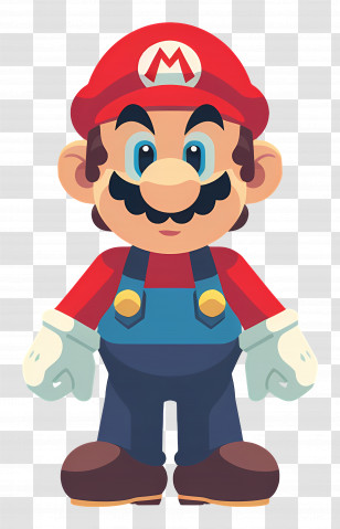 Mario - Cartoon Character Icon With Red Hat And Overalls Transparent PNG